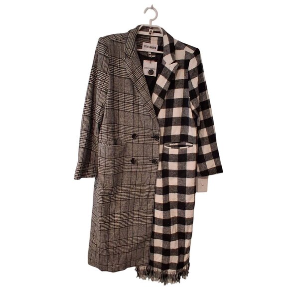Steve Madden nwt Emily coat womens Small small flaw contrast plaid check - Picture 1 of 6